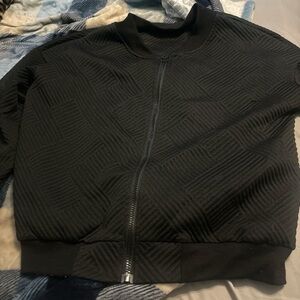 SHEIN Black Textured Bomber Jacket